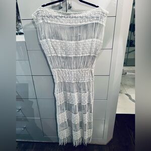 TULUM STYLE CROCHET DRESS WITH MATCHING SLIP IN PALE PALE SKU BLUE